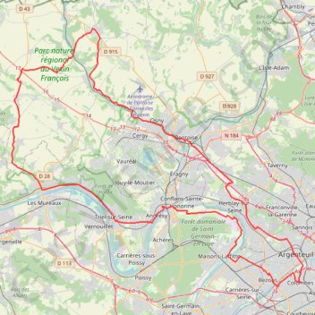 Itinéraire Dans le Vexin, distance, dénivelé, altitude, carte, profil, trace GPS