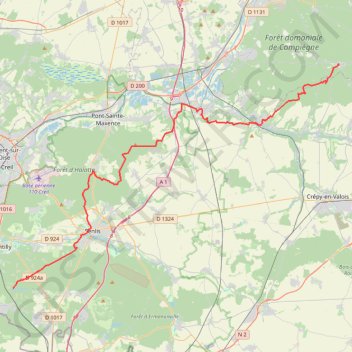 Itinéraire De la forêt de Compiègne à la forêt de Chantilly, distance, dénivelé, altitude, carte, profil, trace GPS