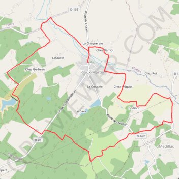 Itinéraire Circuit des landes - Rioux-Martin, distance, dénivelé, altitude, carte, profil, trace GPS