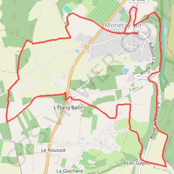 Itinéraire Montcoquet, distance, dénivelé, altitude, carte, profil, trace GPS