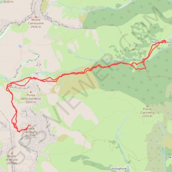 Itinéraire Monte Chersogno, distance, dénivelé, altitude, carte, profil, trace GPS
