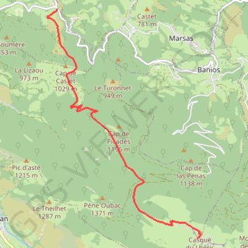 Itinéraire France--Lies--Casque du Lhéris, distance, dénivelé, altitude, carte, profil, trace GPS