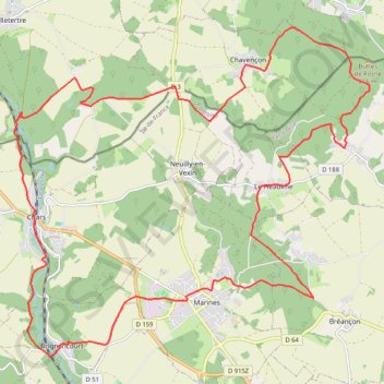 Itinéraire Buttes de Rosne, distance, dénivelé, altitude, carte, profil, trace GPS