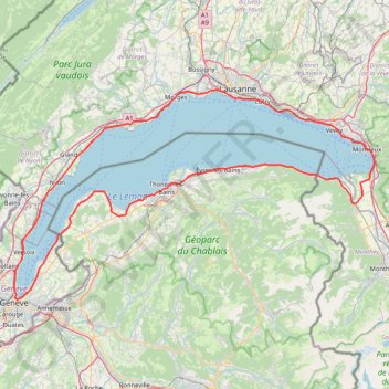 Itinéraire Tour du Lac Léman, distance, dénivelé, altitude, carte, profil, trace GPS