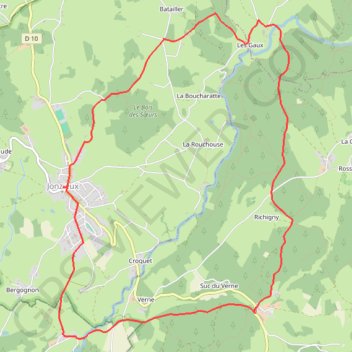 Itinéraire PR - Jonzieux - Passementiers, distance, dénivelé, altitude, carte, profil, trace GPS