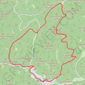 Itinéraire Mouterhouse et Peterphillipsgarten, distance, dénivelé, altitude, carte, profil, trace GPS