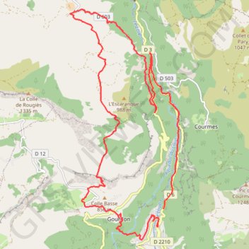 Itinéraire Gourdon, distance, dénivelé, altitude, carte, profil, trace GPS