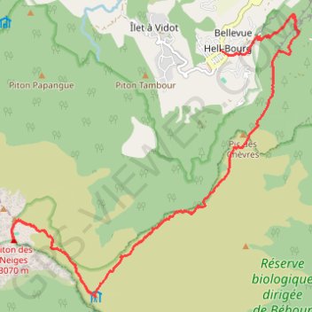 Itinéraire RandoPitons.re #1169 - La montée au Piton des Neiges depuis Hell-Bourg, distance, dénivelé, altitude, carte, profil, trace GPS