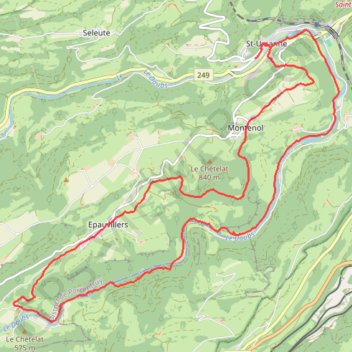 Itinéraire Rando à Saint Ursanne (Suisse), distance, dénivelé, altitude, carte, profil, trace GPS