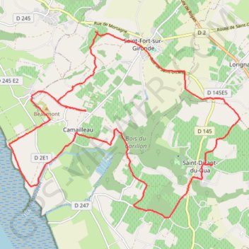 Itinéraire entre vignes et Gironde, distance, dénivelé, altitude, carte, profil, trace GPS