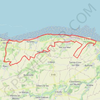 Itinéraire Graye-sur-Mer - Ryes - Arromanches, distance, dénivelé, altitude, carte, profil, trace GPS