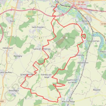 Itinéraire Plaine et bois autour de Grattepanche - Longueau, distance, dénivelé, altitude, carte, profil, trace GPS