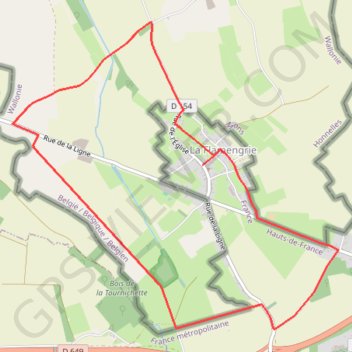 Itinéraire Circuit des bornes frontières - La Flamengrie, distance, dénivelé, altitude, carte, profil, trace GPS