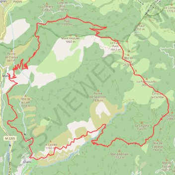 Itinéraire Rando autour de Clans, distance, dénivelé, altitude, carte, profil, trace GPS
