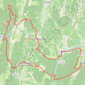 Itinéraire Autour de Lugny, distance, dénivelé, altitude, carte, profil, trace GPS