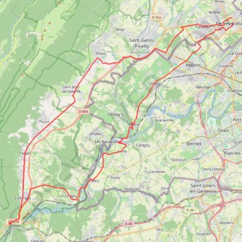 Itinéraire Boucle vélo Ferney-Fort-Écluse, distance, dénivelé, altitude, carte, profil, trace GPS