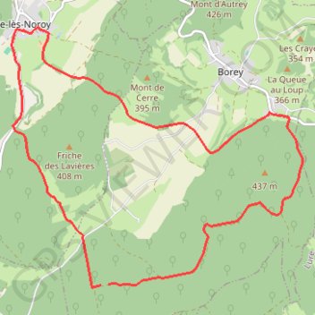 Itinéraire Cerre-lès-noroy - Les chandelles, distance, dénivelé, altitude, carte, profil, trace GPS