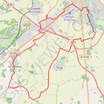 Itinéraire Tour de Bourges - Ligne de démarcation. Subdray, distance, dénivelé, altitude, carte, profil, trace GPS