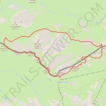 Itinéraire Cuyalaret, pics d'Anéou et de Canaourouye en circuit depuis le Pourtalet, distance, dénivelé, altitude, carte, profil, trace GPS