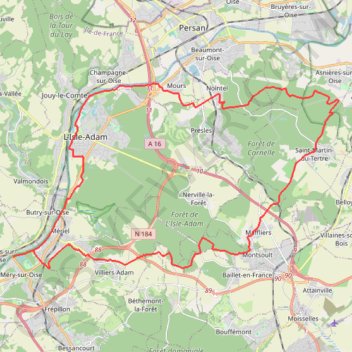 Itinéraire L'Isle-Adam - Forêt de Carnelle, distance, dénivelé, altitude, carte, profil, trace GPS
