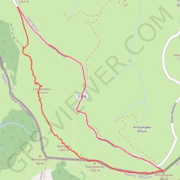 Itinéraire LEIZAR ATHEKA depuis le col d'Arnosteguy, distance, dénivelé, altitude, carte, profil, trace GPS