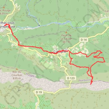 Itinéraire Château de Quéribus - Duilhac-sous-Peyrepertuse, distance, dénivelé, altitude, carte, profil, trace GPS