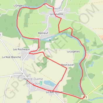 Itinéraire Circuit de Melneuf à Guenrouët, distance, dénivelé, altitude, carte, profil, trace GPS