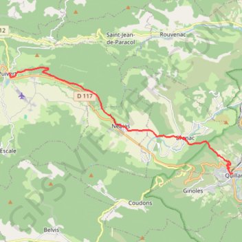 Itinéraire Quillan Puivert, distance, dénivelé, altitude, carte, profil, trace GPS