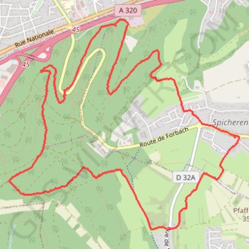 Itinéraire Randonnée Spicheren-Stiring, distance, dénivelé, altitude, carte, profil, trace GPS