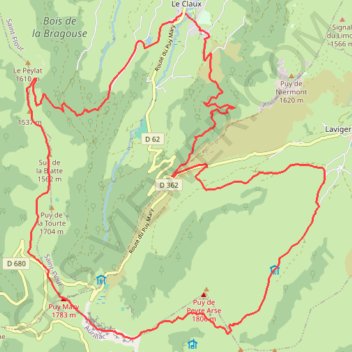 Itinéraire Puy Mary, distance, dénivelé, altitude, carte, profil, trace GPS