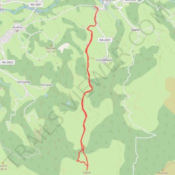 Itinéraire Soalar en AR depuis Erratzu, distance, dénivelé, altitude, carte, profil, trace GPS