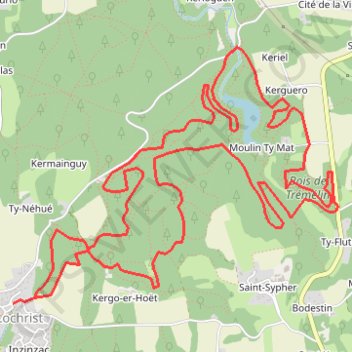 Itinéraire La vallée du Blavet - Le circuit du Lavoir, distance, dénivelé, altitude, carte, profil, trace GPS