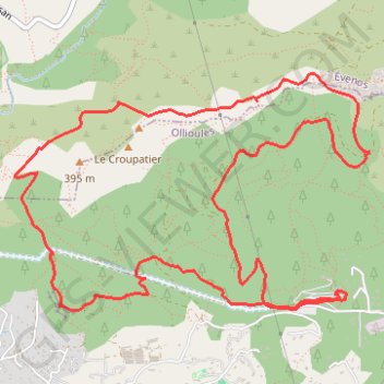 Itinéraire Ollioules, distance, dénivelé, altitude, carte, profil, trace GPS
