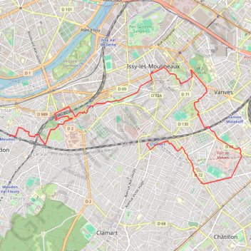 Itinéraire Les coteaux d'issy, distance, dénivelé, altitude, carte, profil, trace GPS