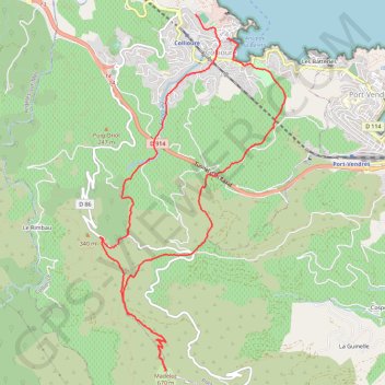 Itinéraire Collioure Madeloc, distance, dénivelé, altitude, carte, profil, trace GPS