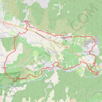 Itinéraire Les Gorges du Gardon - Sanihac, distance, dénivelé, altitude, carte, profil, trace GPS