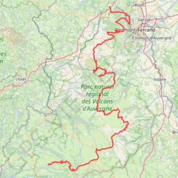 Itinéraire Jour 1 Auvergne Charroux à Salers, distance, dénivelé, altitude, carte, profil, trace GPS