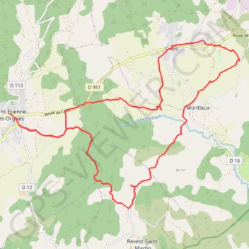 Itinéraire Saint Etienne les orgues, distance, dénivelé, altitude, carte, profil, trace GPS