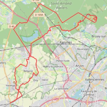 Itinéraire Denain - Raismes - Saint-Amand, distance, dénivelé, altitude, carte, profil, trace GPS