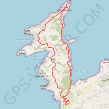 Itinéraire La Pointe De La Revellata, distance, dénivelé, altitude, carte, profil, trace GPS