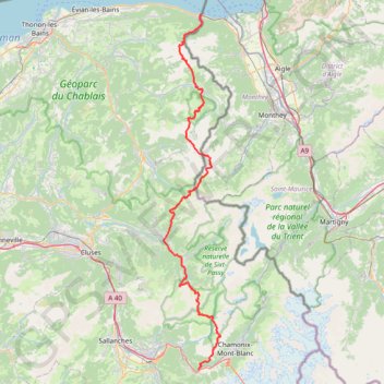Itinéraire GR5 : Saint-Gingolph Chamonix, distance, dénivelé, altitude, carte, profil, trace GPS