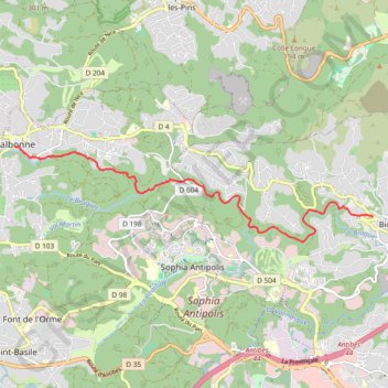 Itinéraire Vallée de la Brague, distance, dénivelé, altitude, carte, profil, trace GPS