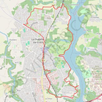 Itinéraire La Chapelle sur erdre 14, distance, dénivelé, altitude, carte, profil, trace GPS