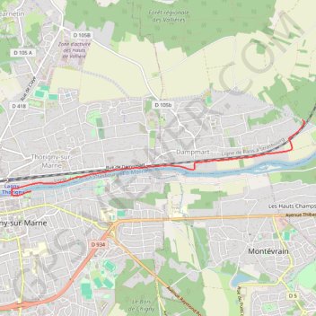 Itinéraire Lagny Dampmart, distance, dénivelé, altitude, carte, profil, trace GPS