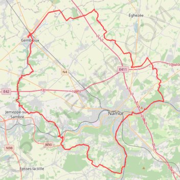 Itinéraire Rando des flaneurs 2015 Gembloux Sprint Club 92 km, distance, dénivelé, altitude, carte, profil, trace GPS