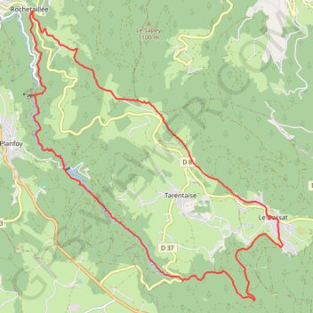 Itinéraire Rochetaillée Le Bessat, distance, dénivelé, altitude, carte, profil, trace GPS