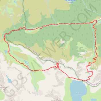 Itinéraire Pic de Bizourtère et Lac BLeu en circuit depuis le Chiroulet, distance, dénivelé, altitude, carte, profil, trace GPS