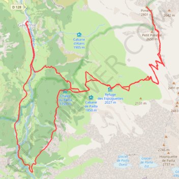 Itinéraire Pic Piméné en boucle par le Cirque de Gavarnie, distance, dénivelé, altitude, carte, profil, trace GPS