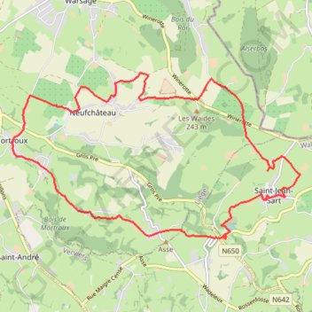 Itinéraire Boucle Val-Dieu, Mortroux, Aubin, Saint-Jean-Sart, distance, dénivelé, altitude, carte, profil, trace GPS
