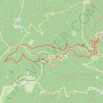 Itinéraire Mont Sainte-Odile - Rothlach, distance, dénivelé, altitude, carte, profil, trace GPS